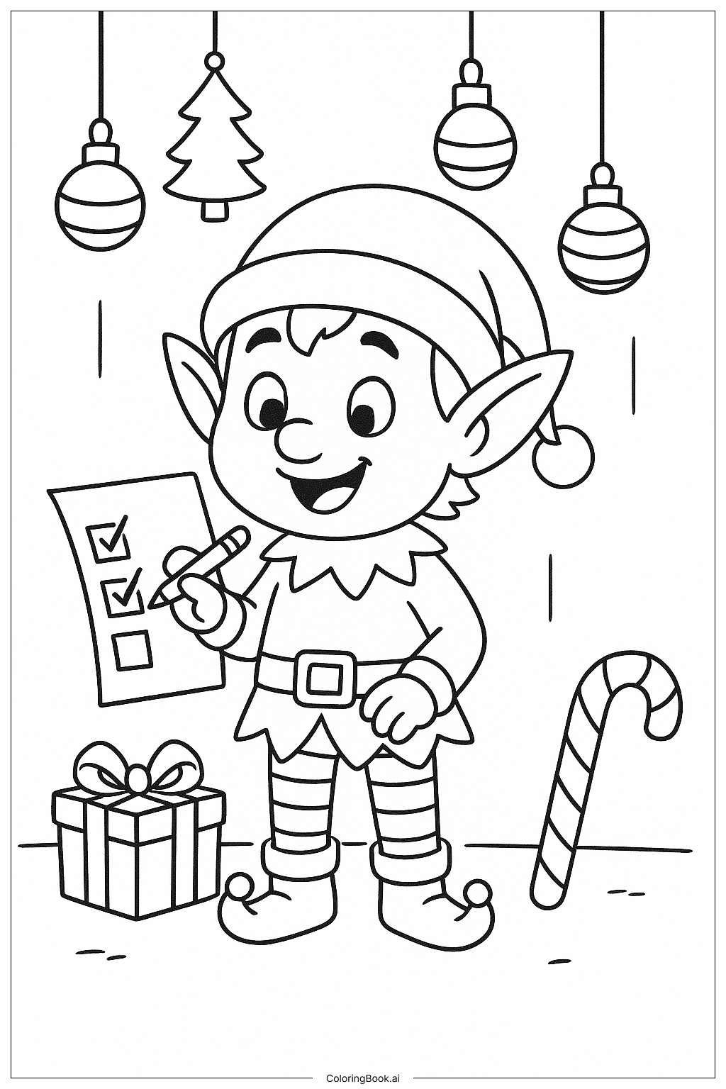  Christmas Elf Checking List填色页 