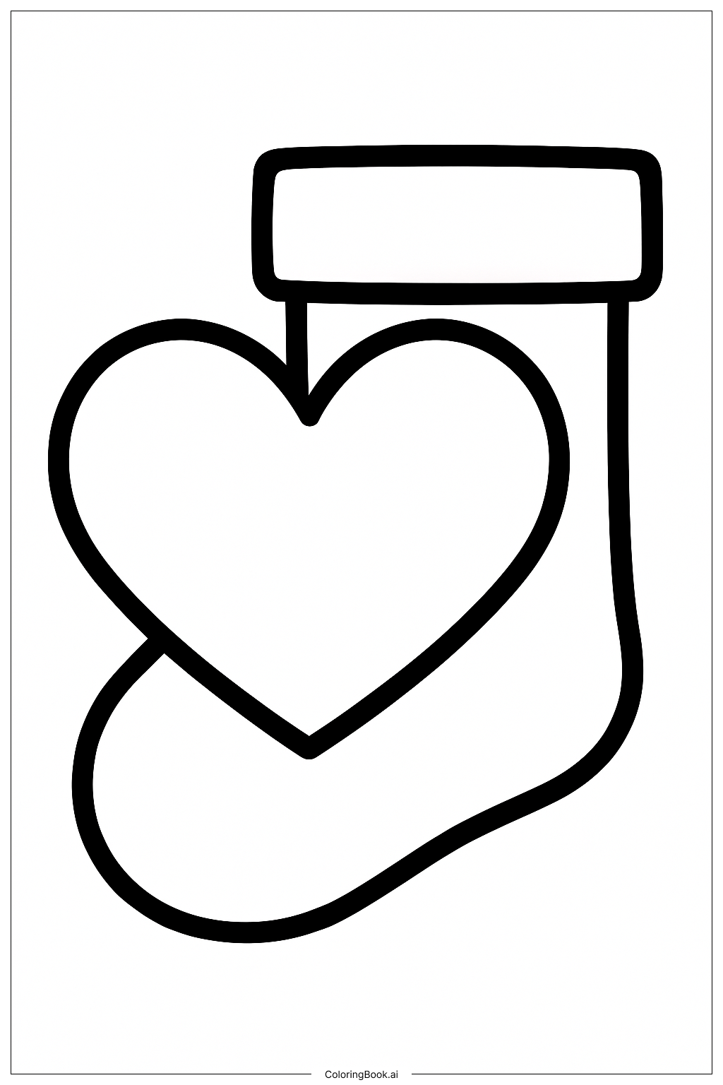  Heart Design Stocking填色页 