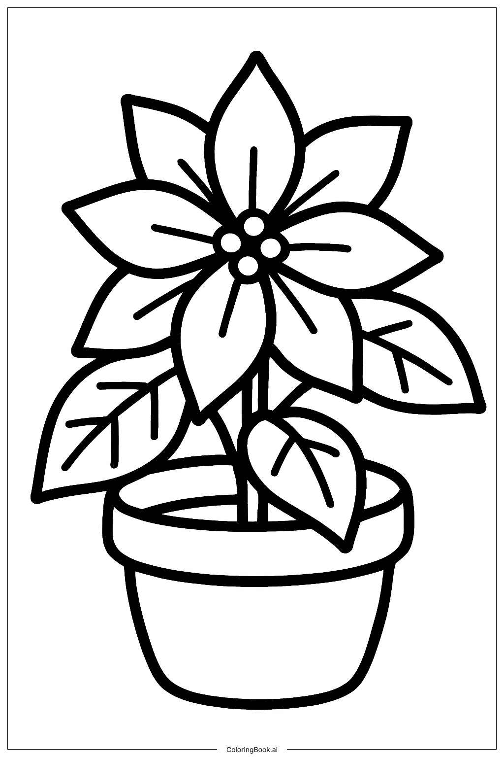 Poinsettia In A Simple Pot Coloring Page