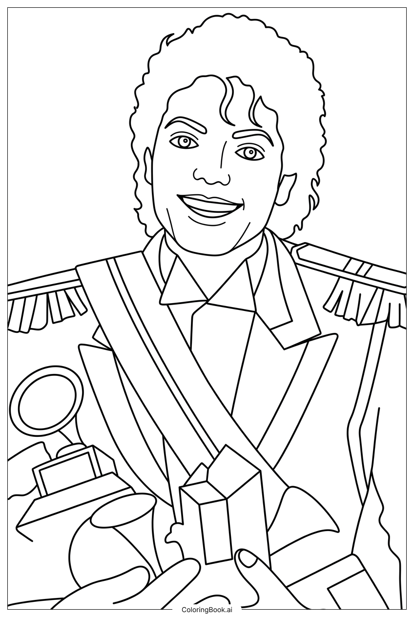 Michael Jackson awards night with triumphant smile Coloring Page