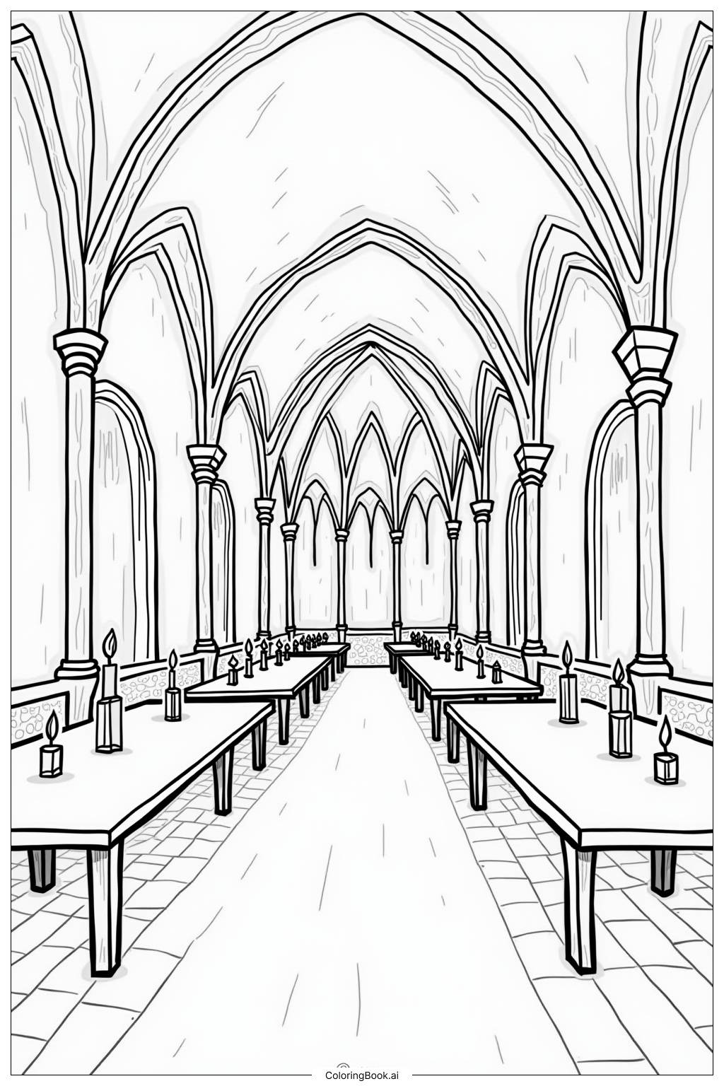  Page de coloriage Salle du Grand Hall de Poudlard 