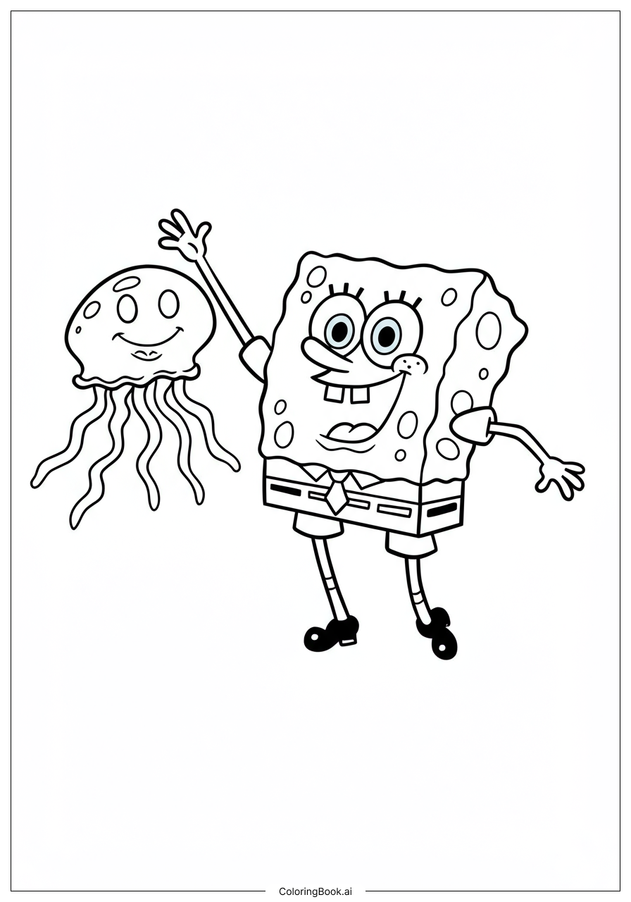  Trang tô màu SpongeBob Phiêu Lưu Cùng Cá Medusa Phát Sáng 