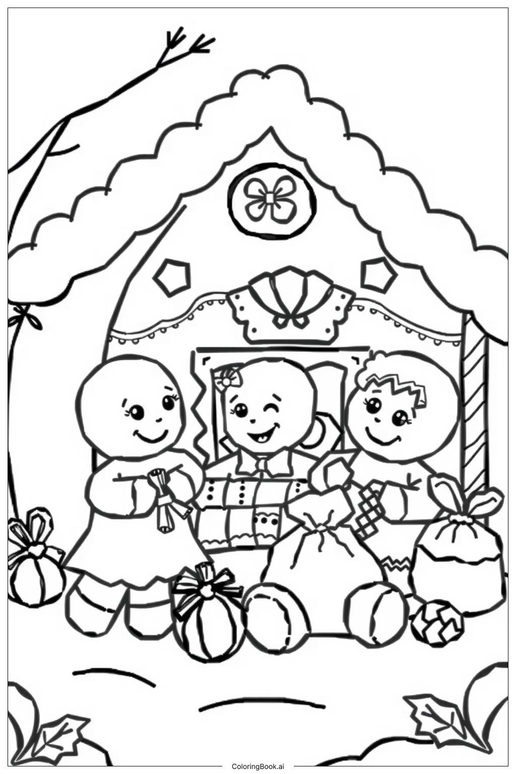  Gingerbread House Decorating Party Coloring Page 