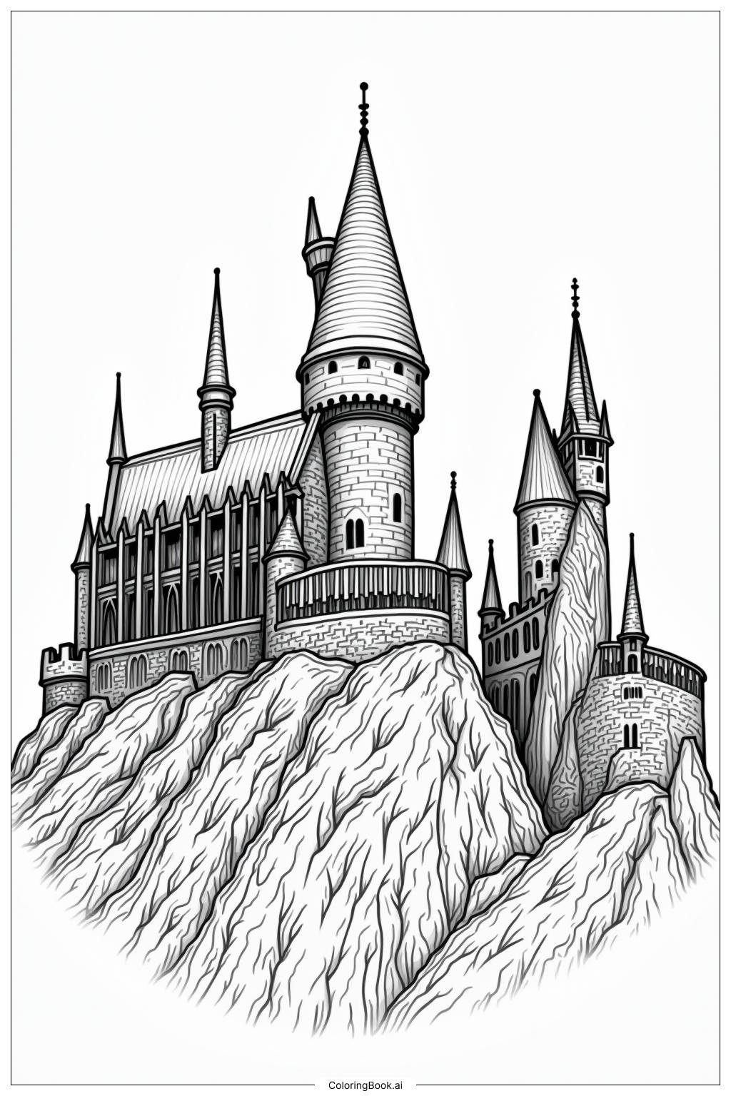  Página para colorear de Torres del Castillo de Hogwarts 