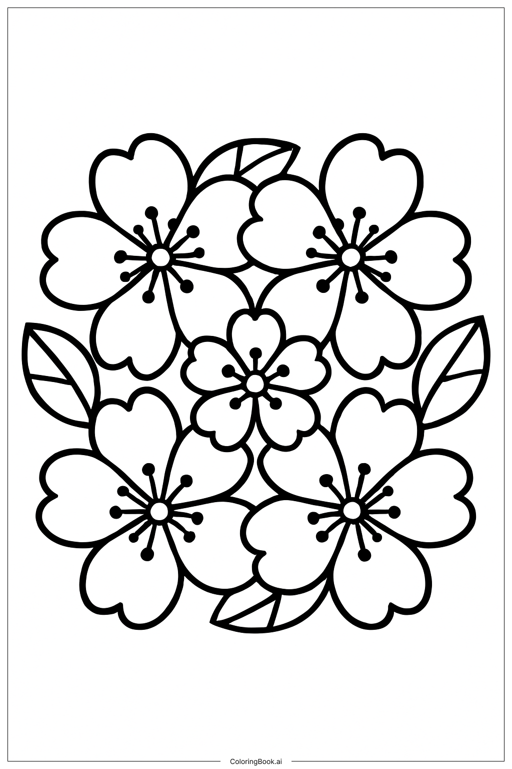 Spring Mandala Featuring Cherry Blossoms Coloring Page 