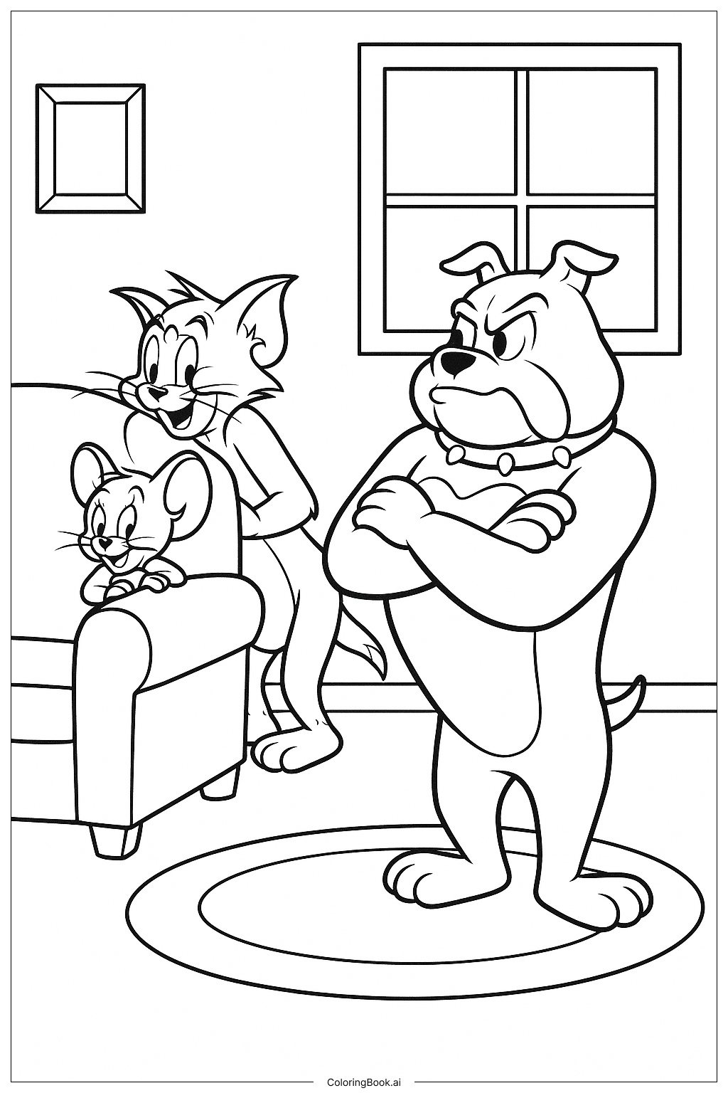 Trang tô màu Spike đang xem Tom và Jerry