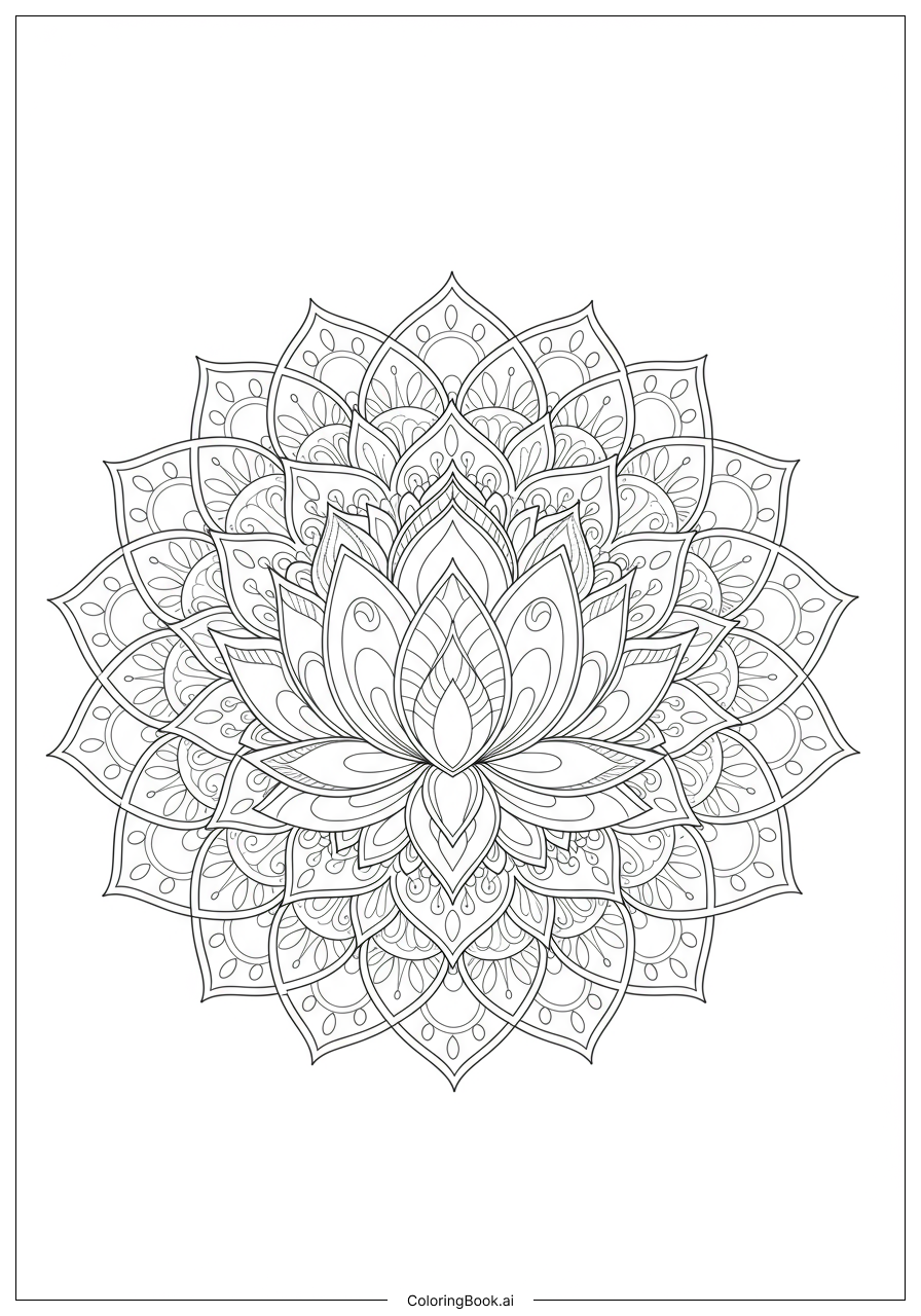 Mindfulness Mandala With Lotus Center Ausmalseite