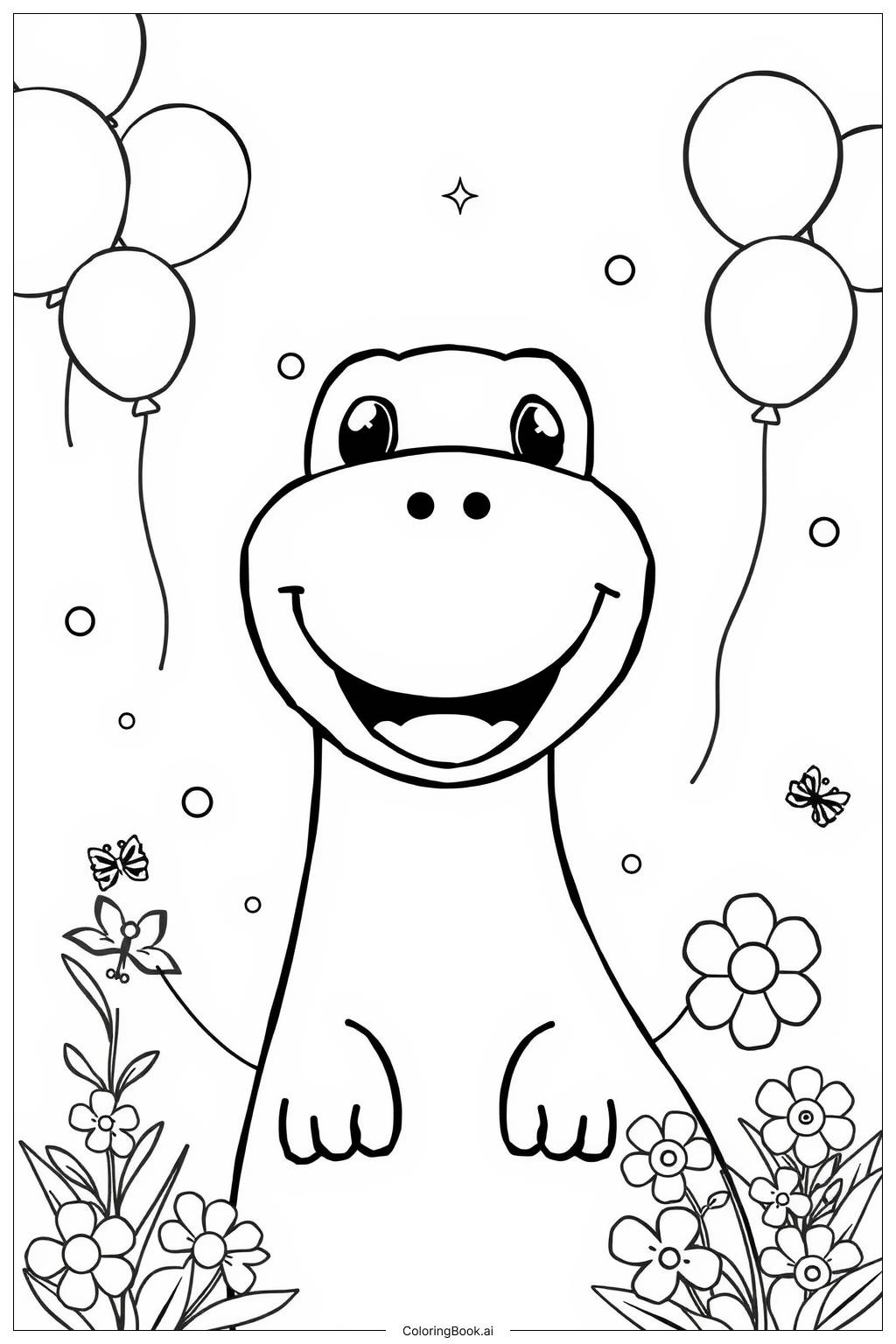  Page de coloriage Visage de Dinosaure Heureux 