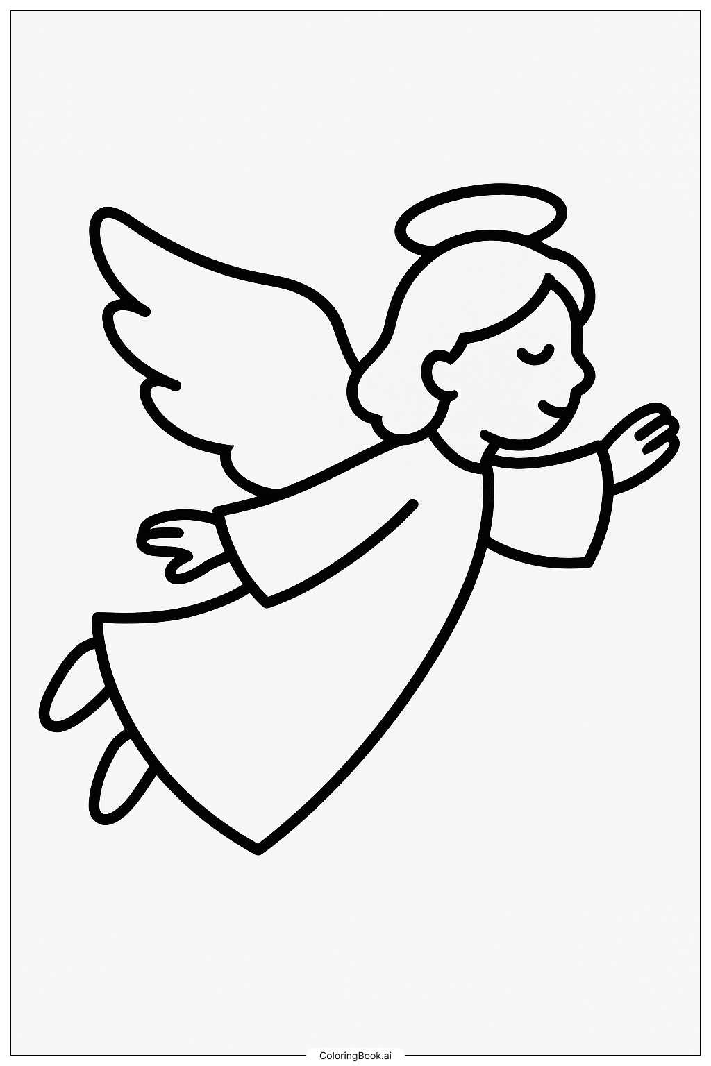  Einfacher fliegender Weihnachtsengel Ausmalseite 