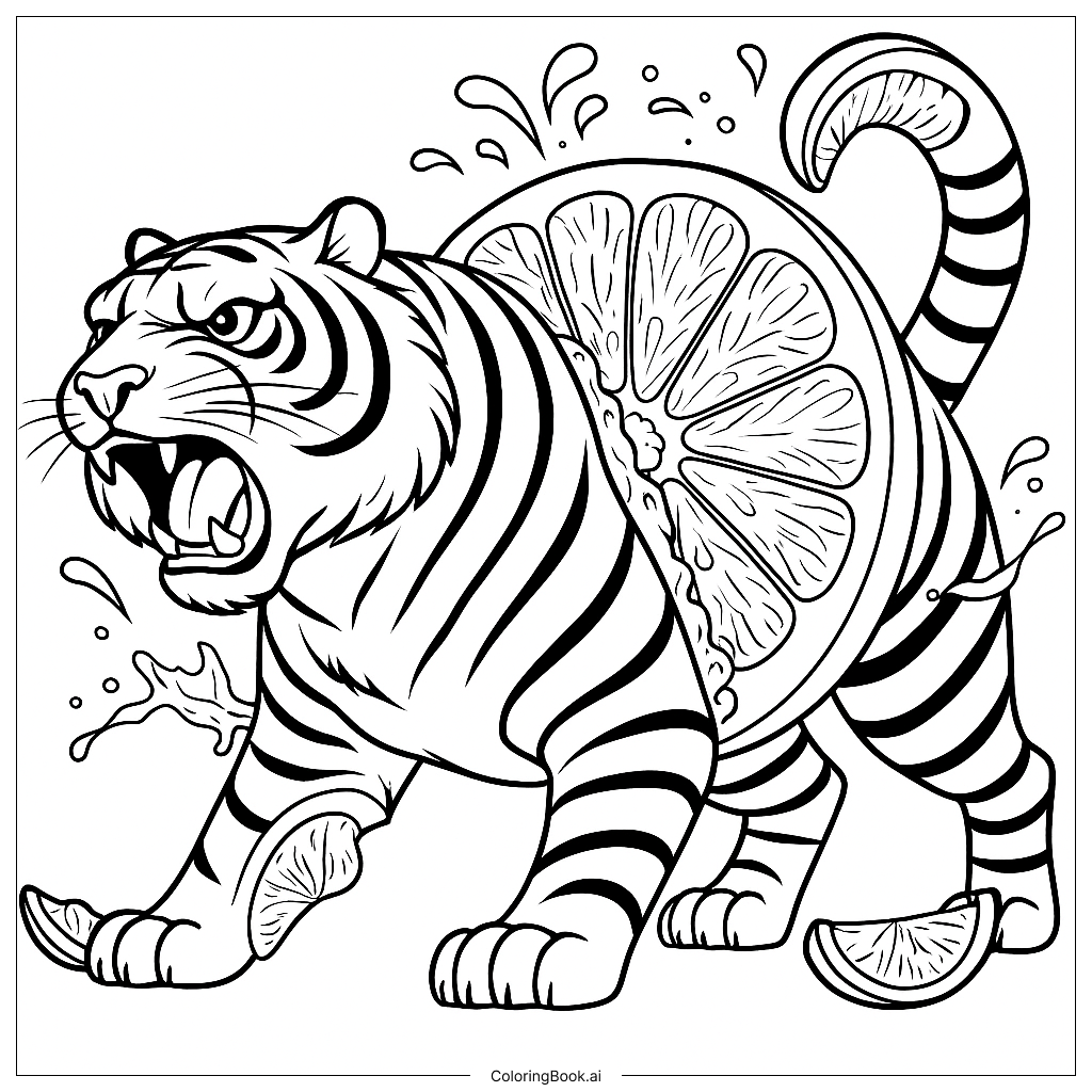  Tigrulli grapefrutunni Coloring Page 