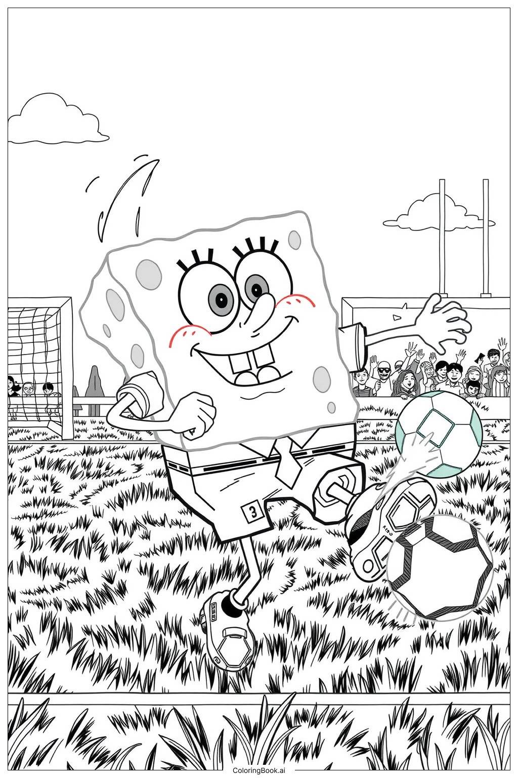 Spongebob Soccer Ball Coloring Page (Free PDF&PNG Printable)