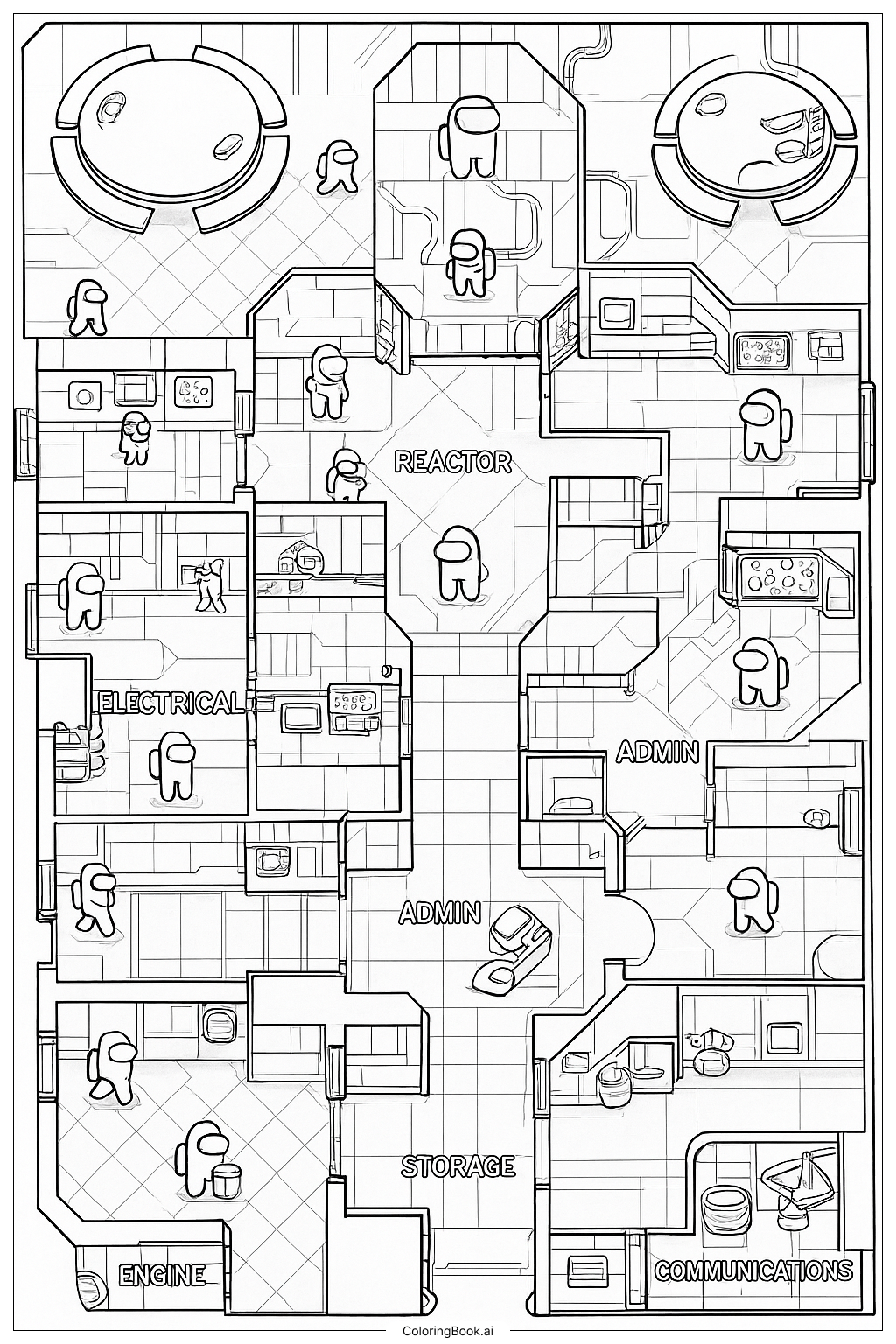 Detailed Among Us Skeld Map Scene