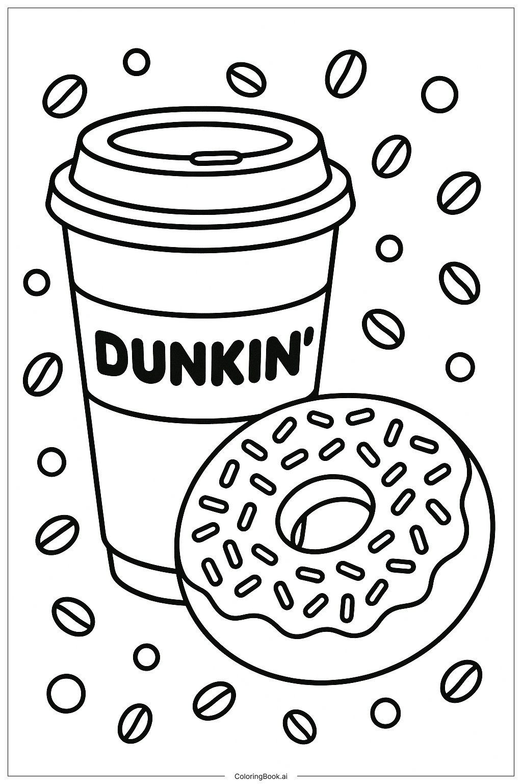  Dunkin Donuts Coffee Cup And Donut Coloring Page 