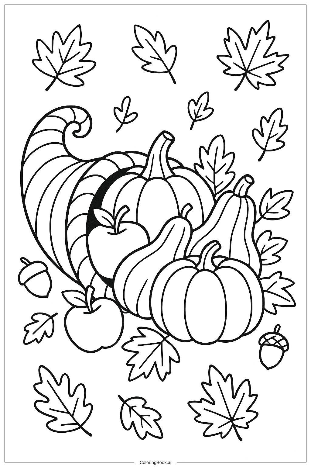  Herbstliche Füllhorn Kornukopie Ausmalseite 