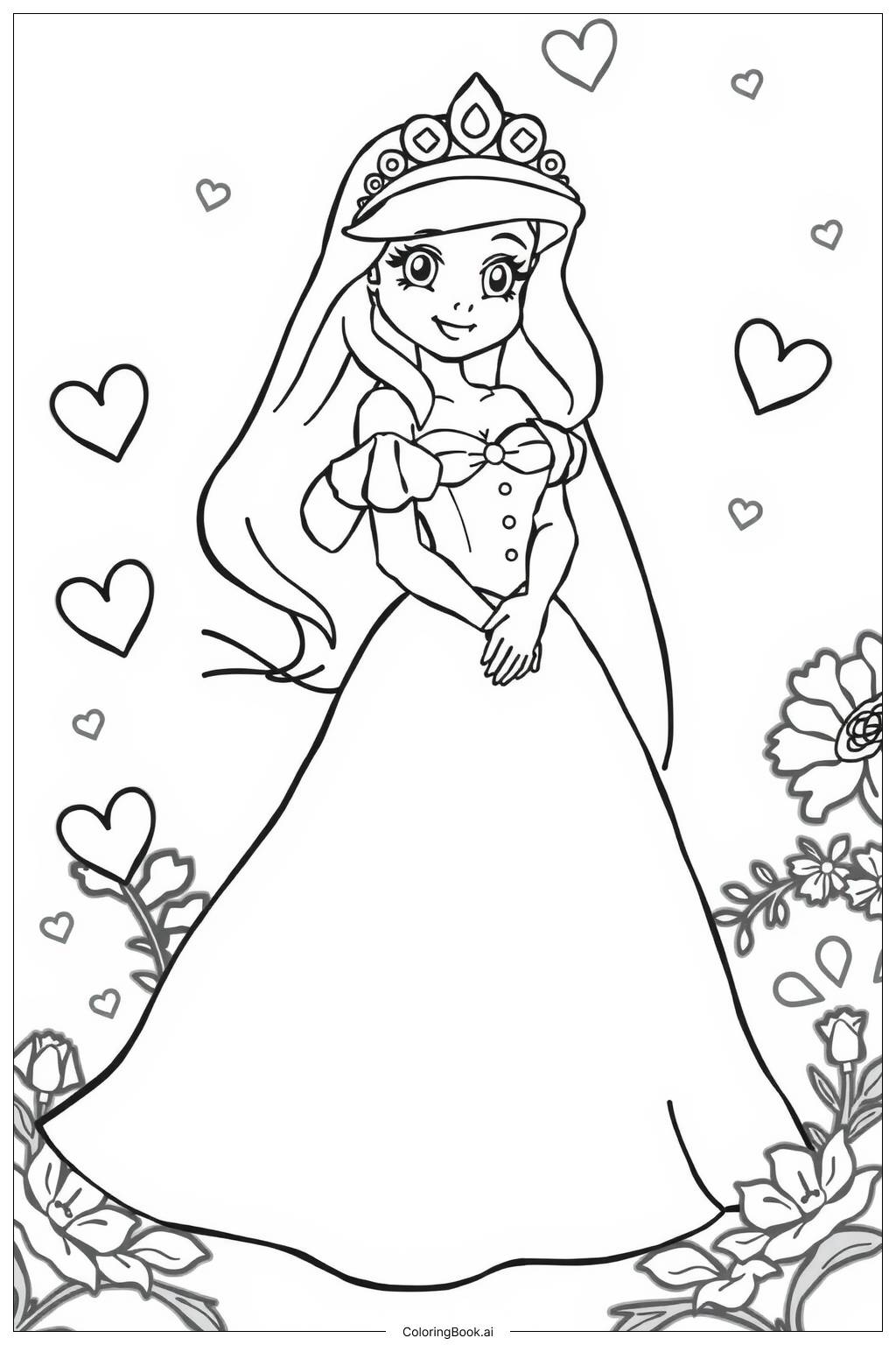  ariel wedding dress coloring Coloring Page 