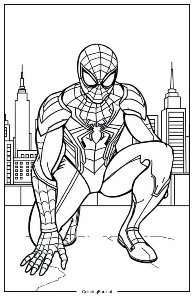  Página para colorir de Homem-Aranha de Ferro 