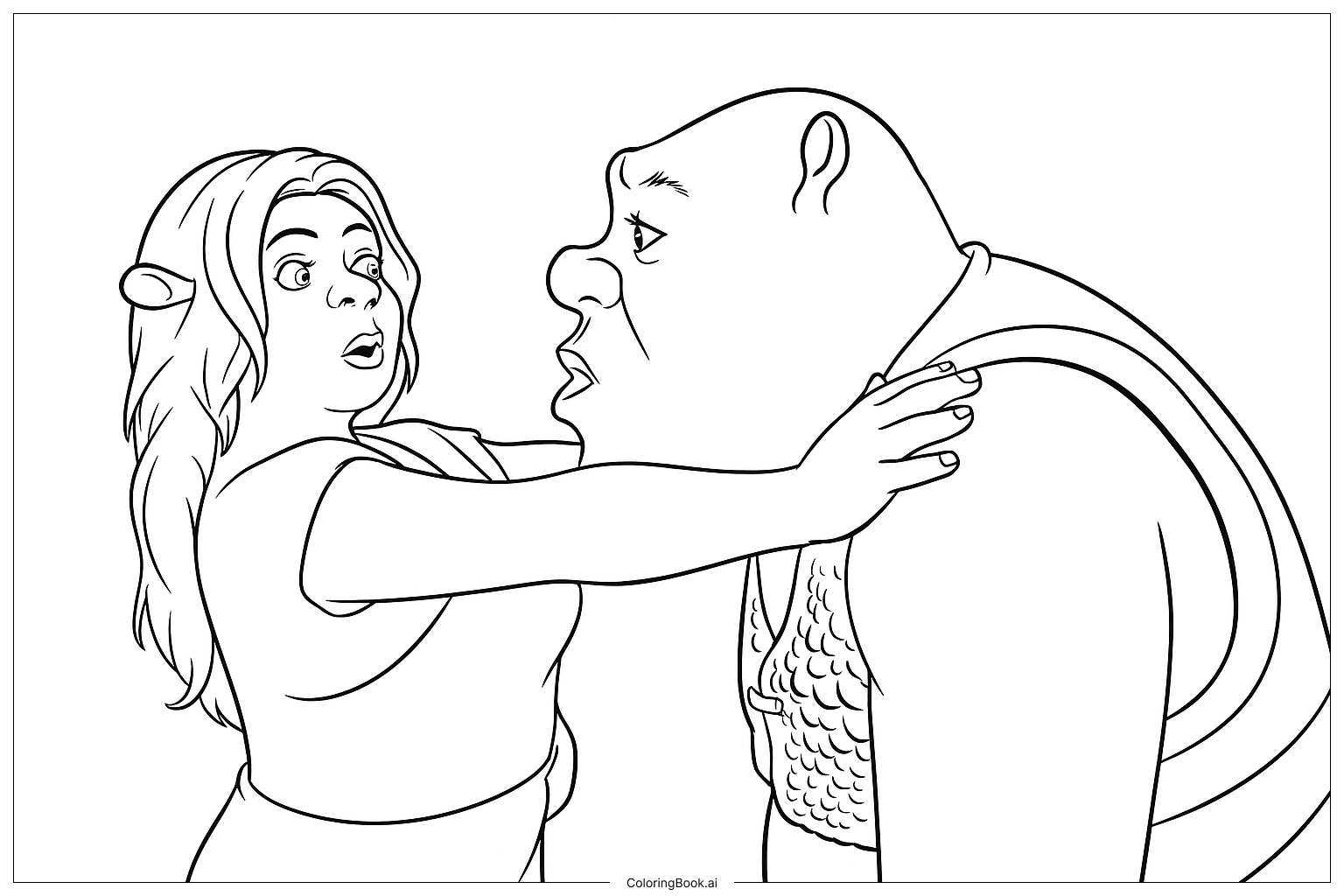 Página para colorear de Shrek Fiona Rechazada