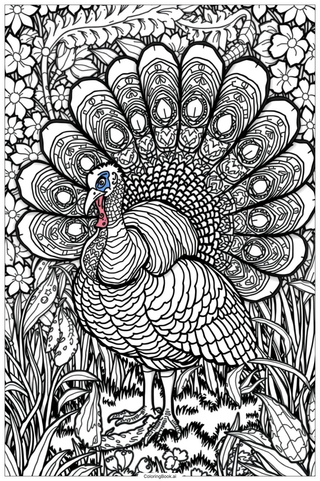  Turkey Feather Display Coloring Page 