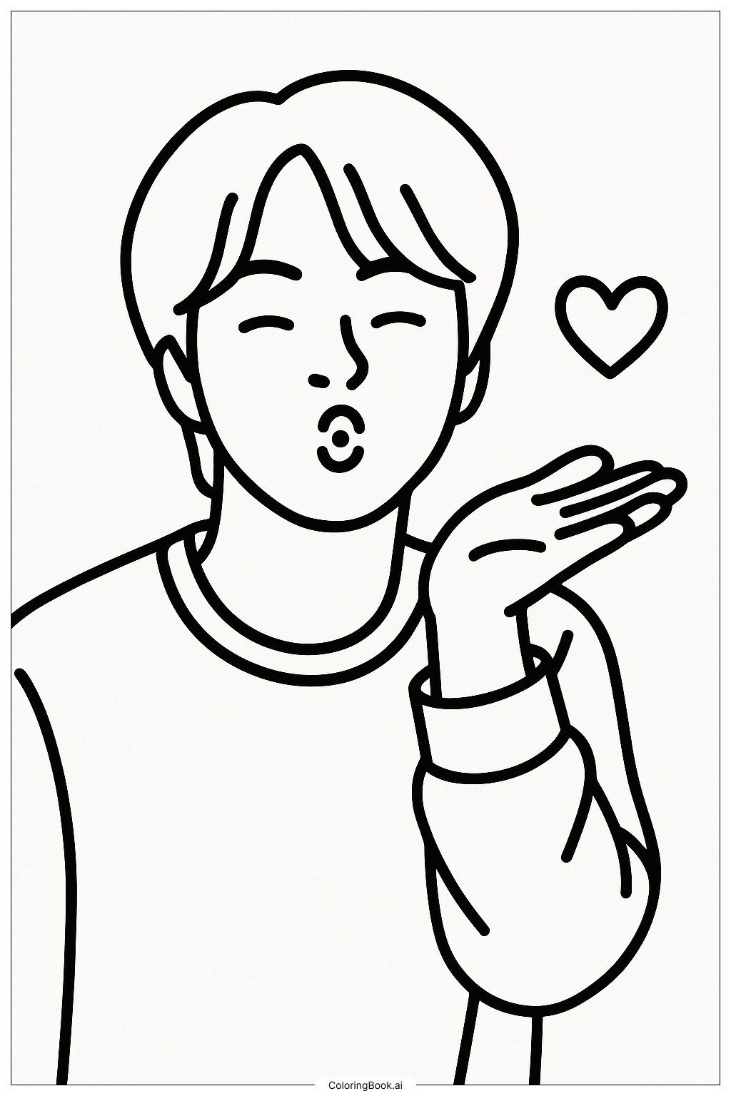  Page de coloriage Membre de BTS Jin faisant un bisou 