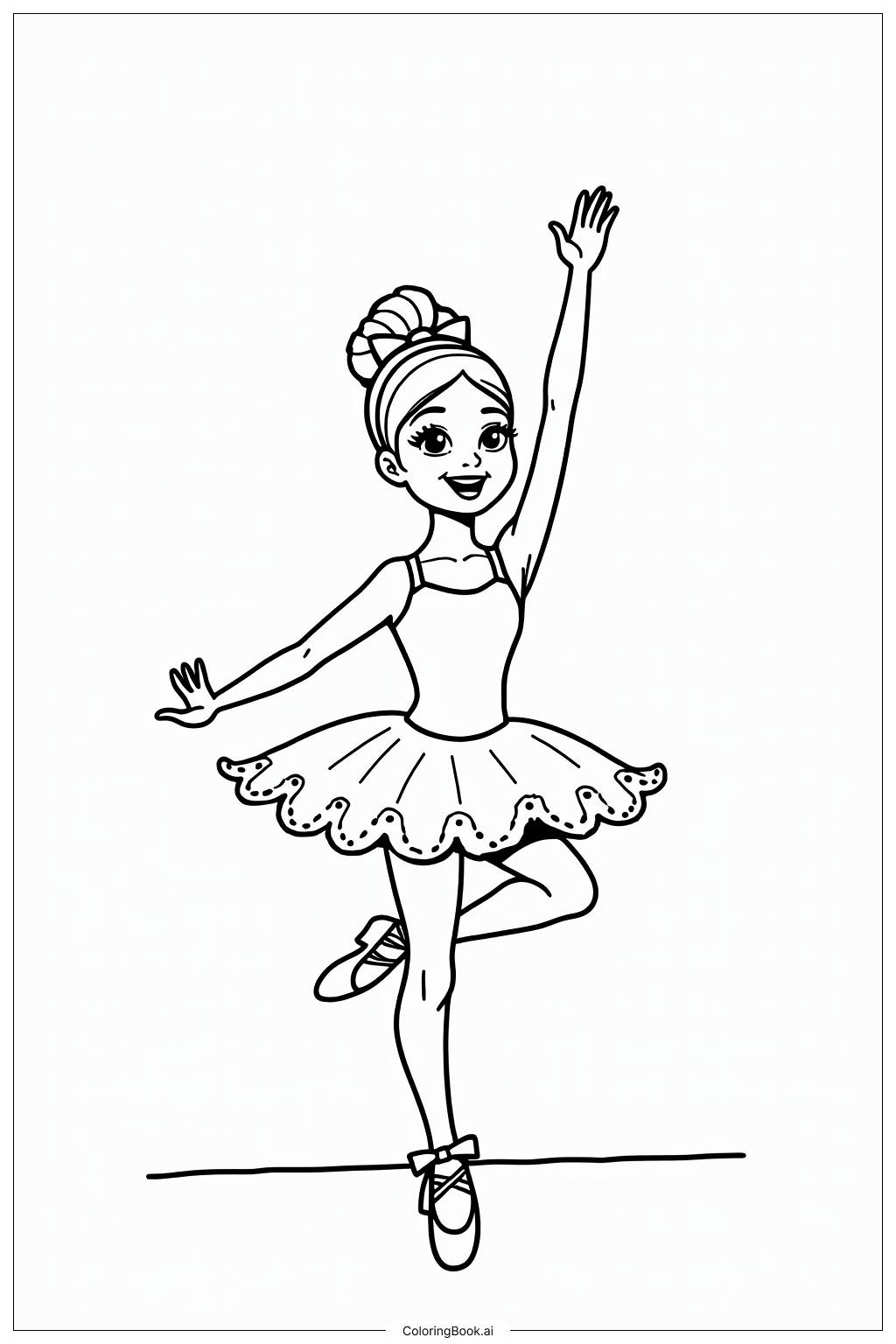  Page de coloriage Ballerine Réaliste Dansant sur Scène 