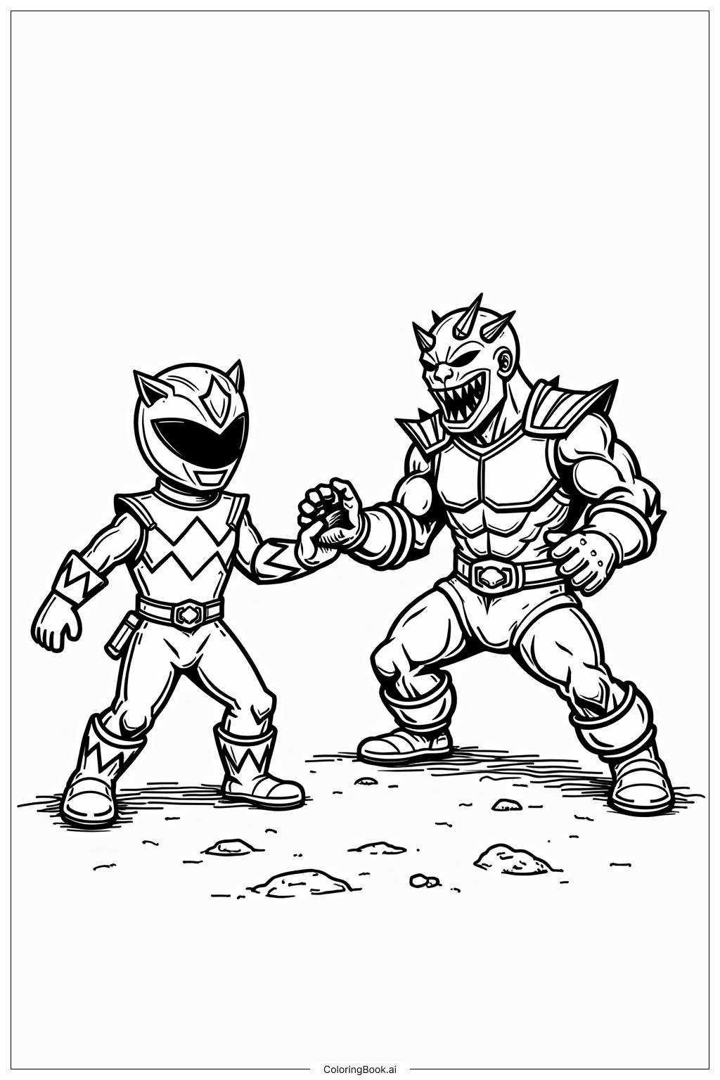  Power Rangers Beast Morphers Fighting Villains Coloring Page 