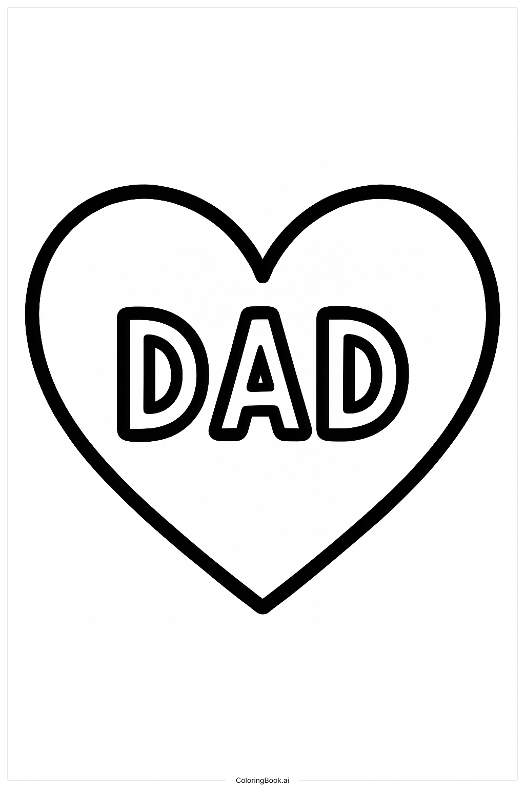 Fathers Day Heart With Dad Coloring Page