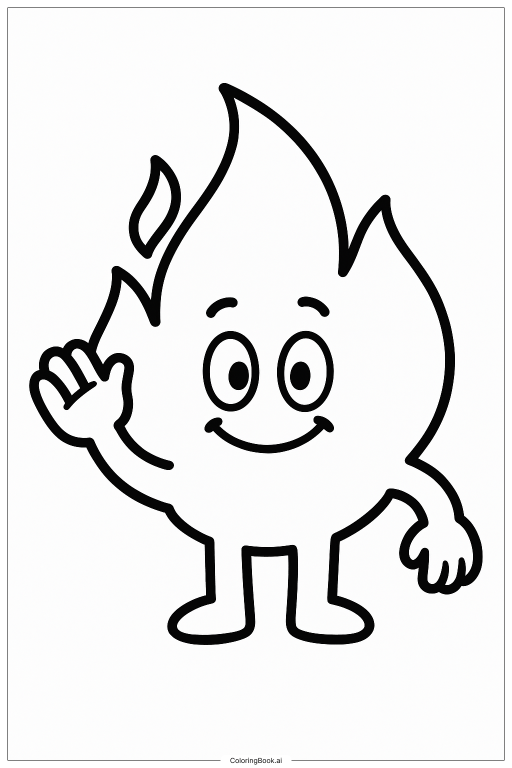 消防安全吉祥物招手填色页