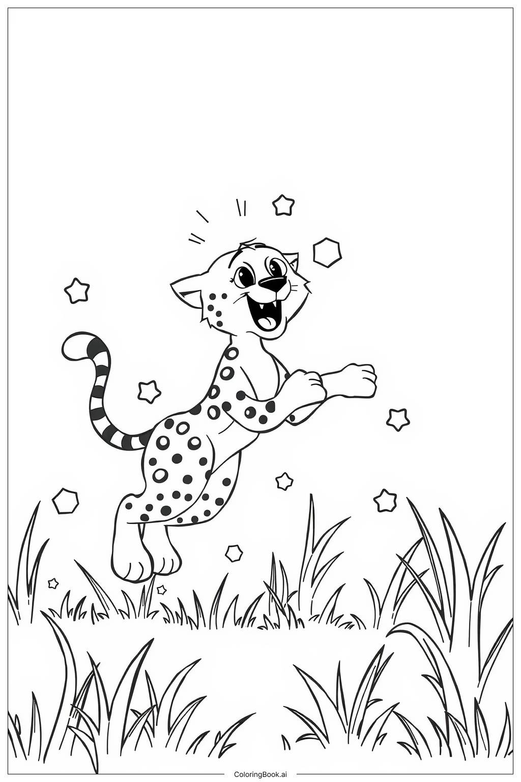  cheetah grass play Coloring Page 