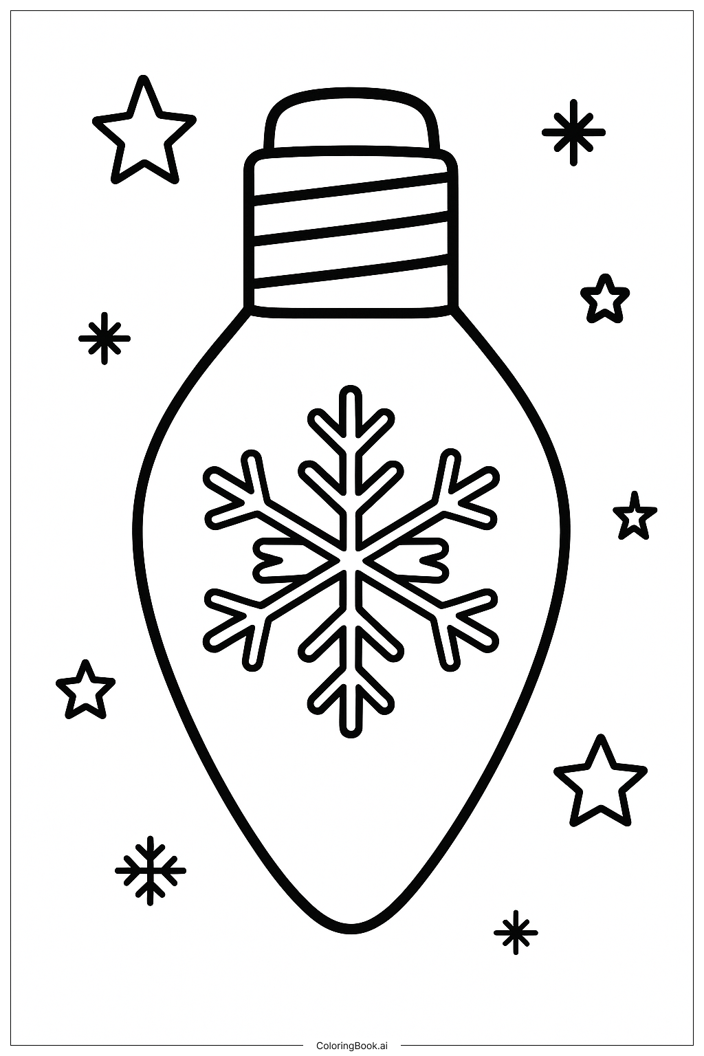  눈송이 무늬가 있는 크리스마스 전구 색칠공부 페이지 