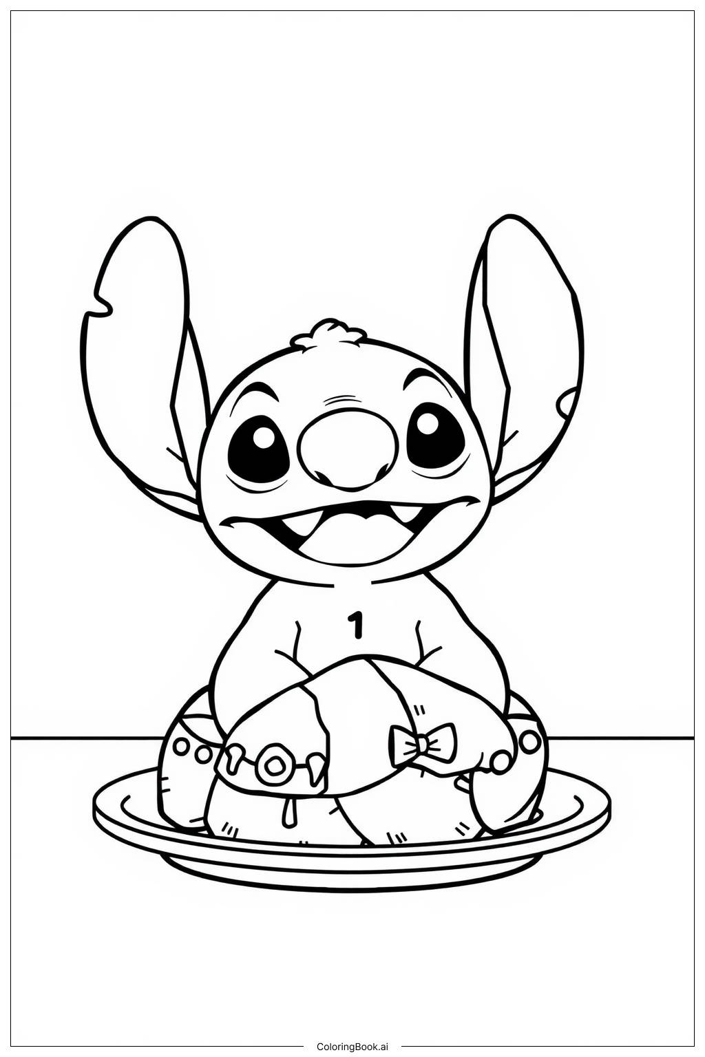  Página para colorear de Fiesta de Acción de Gracias de Stitch 