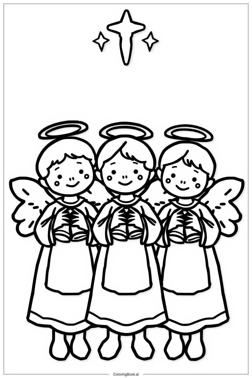  Christmas Angel Bell Choir Coloring Page 