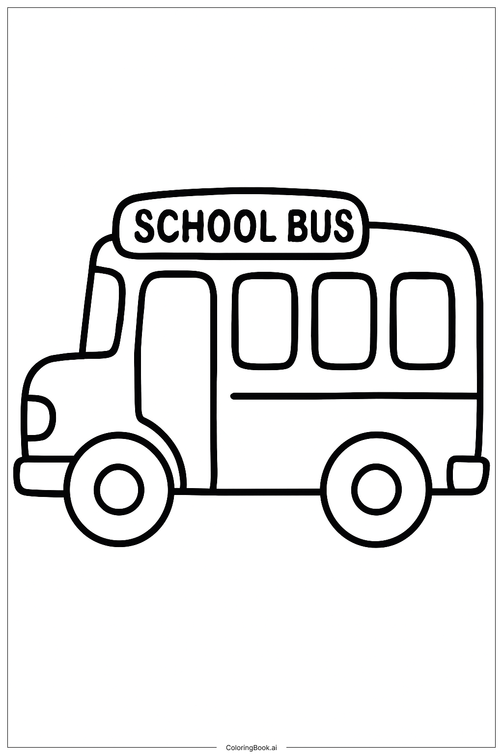 Einfacher magischer Schulbus Ausmalseite 