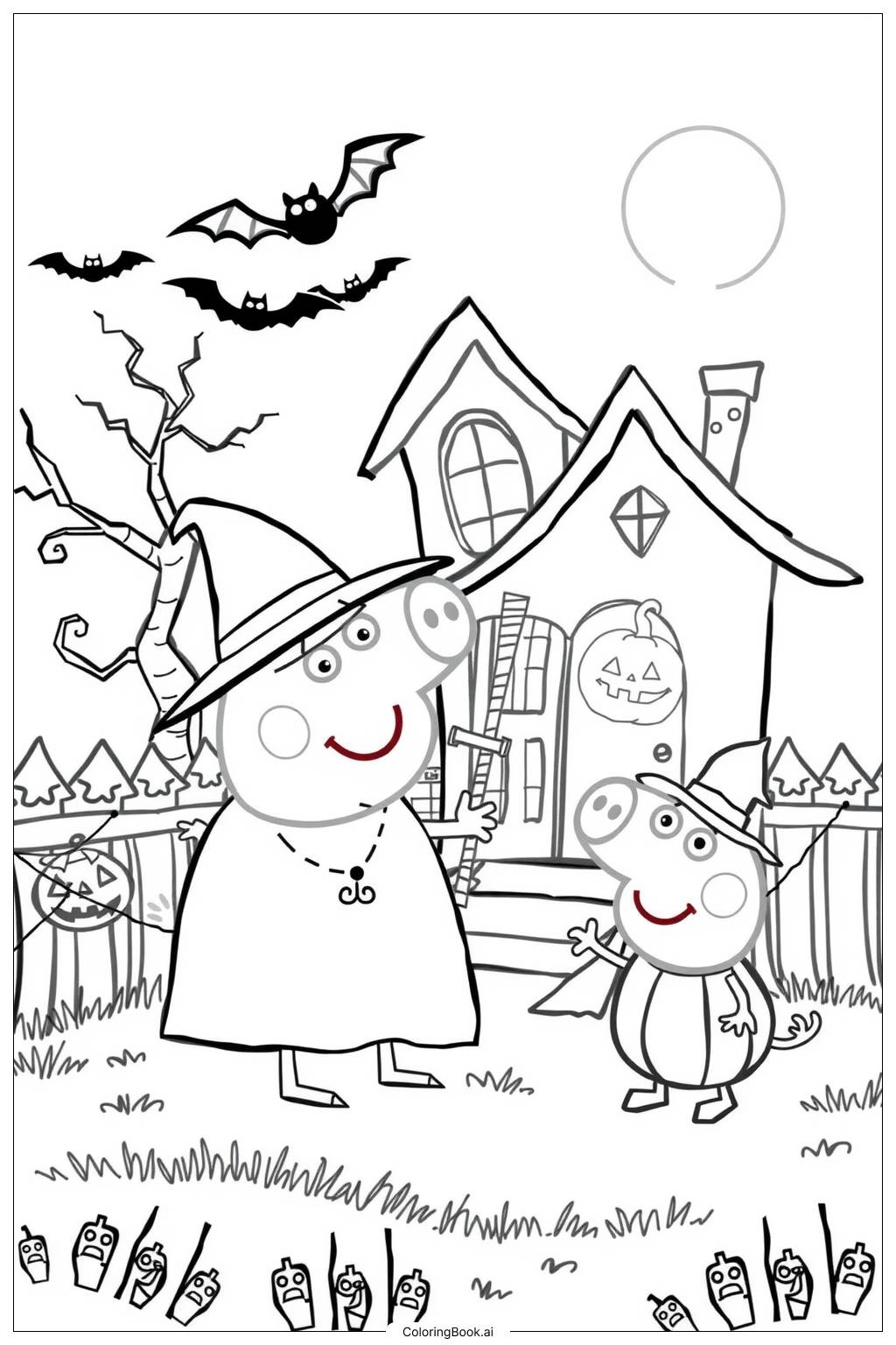  peppa pig halloween spukhaus abenteuer-2 Ausmalseite 