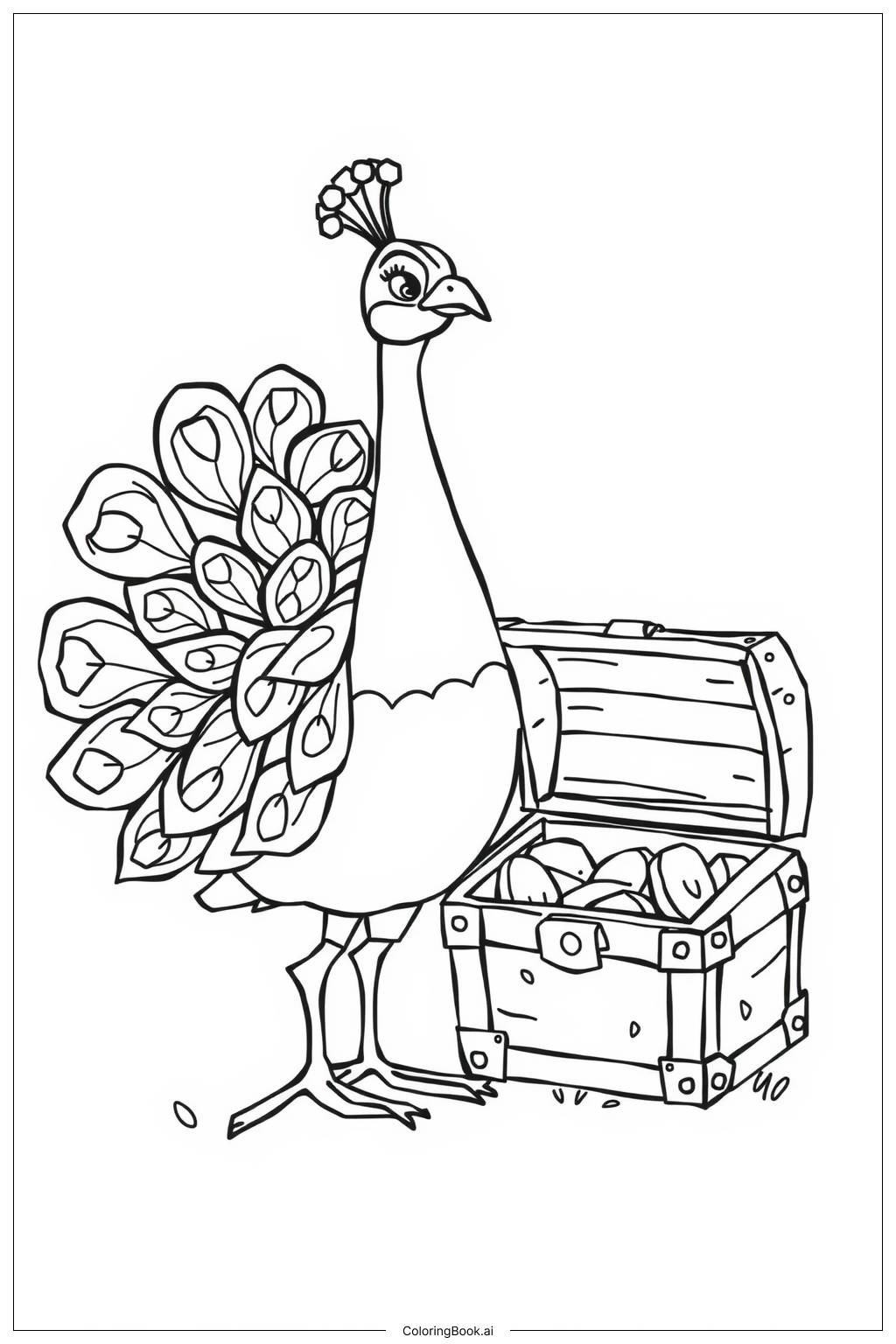  peacock and the hidden treasure Coloring Page 