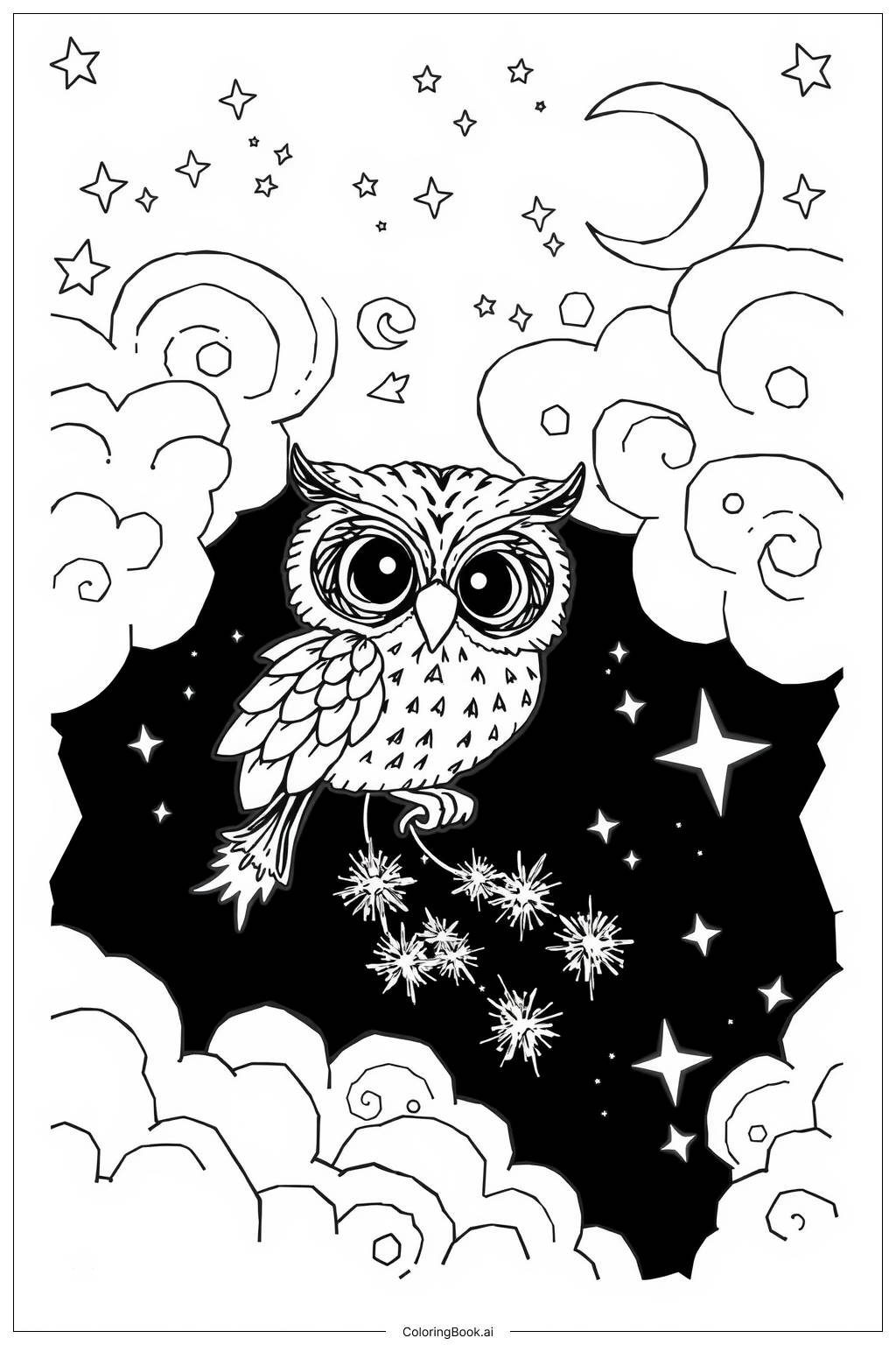  Owl's Magical Journey-2 Coloring Page 