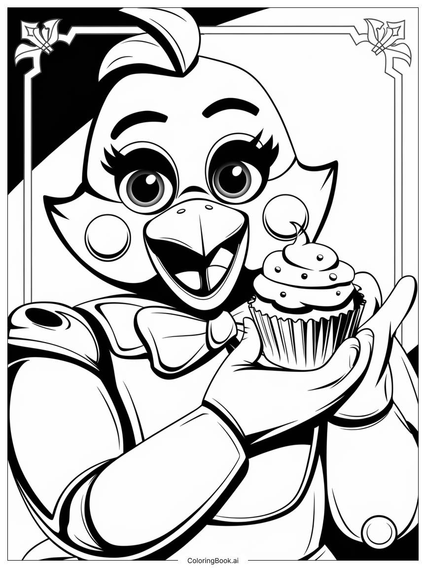  five nights at freddy cupcake with festive decorations-2 Coloring Page 