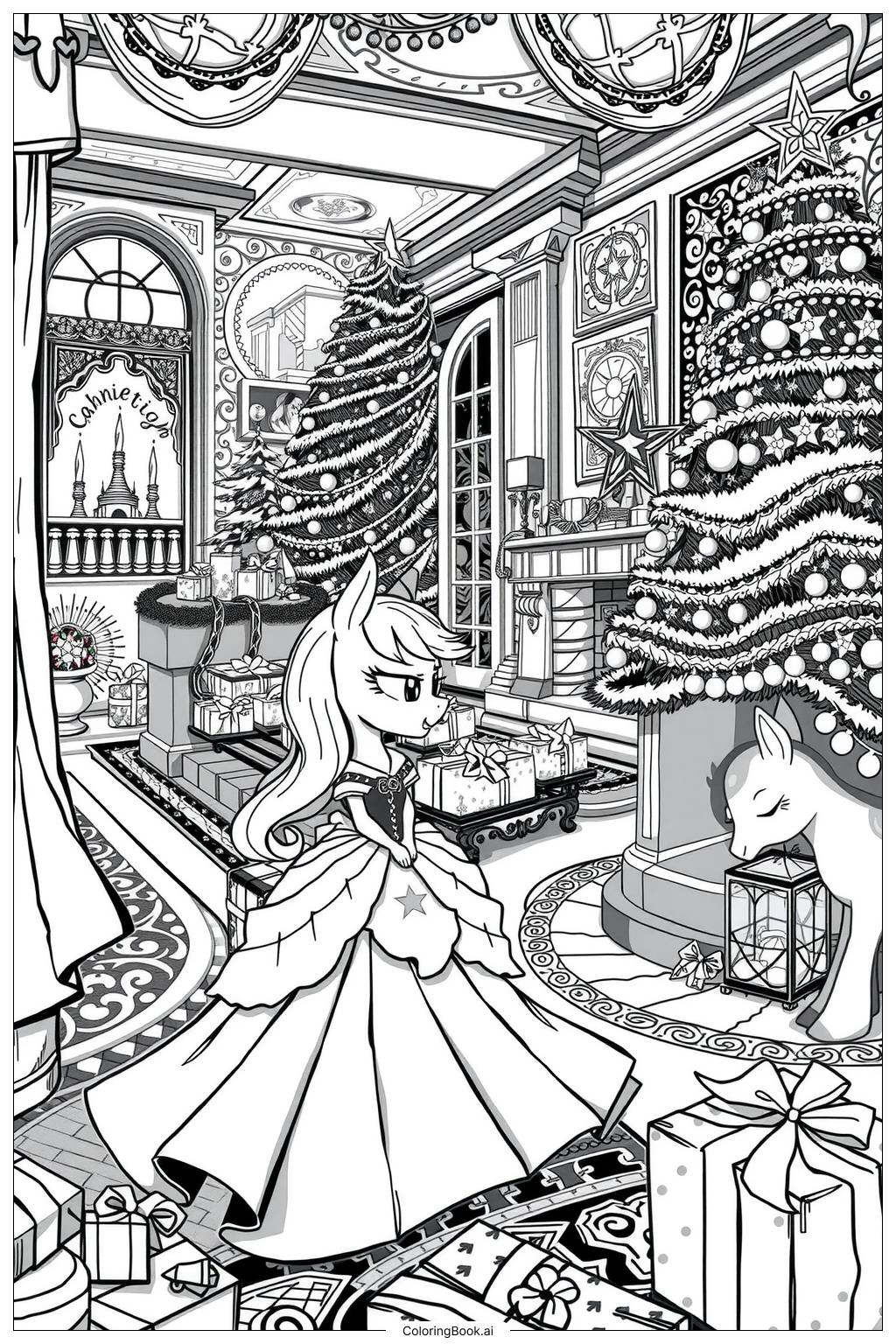  Page de coloriage Célébration de Noël My Little Pony 