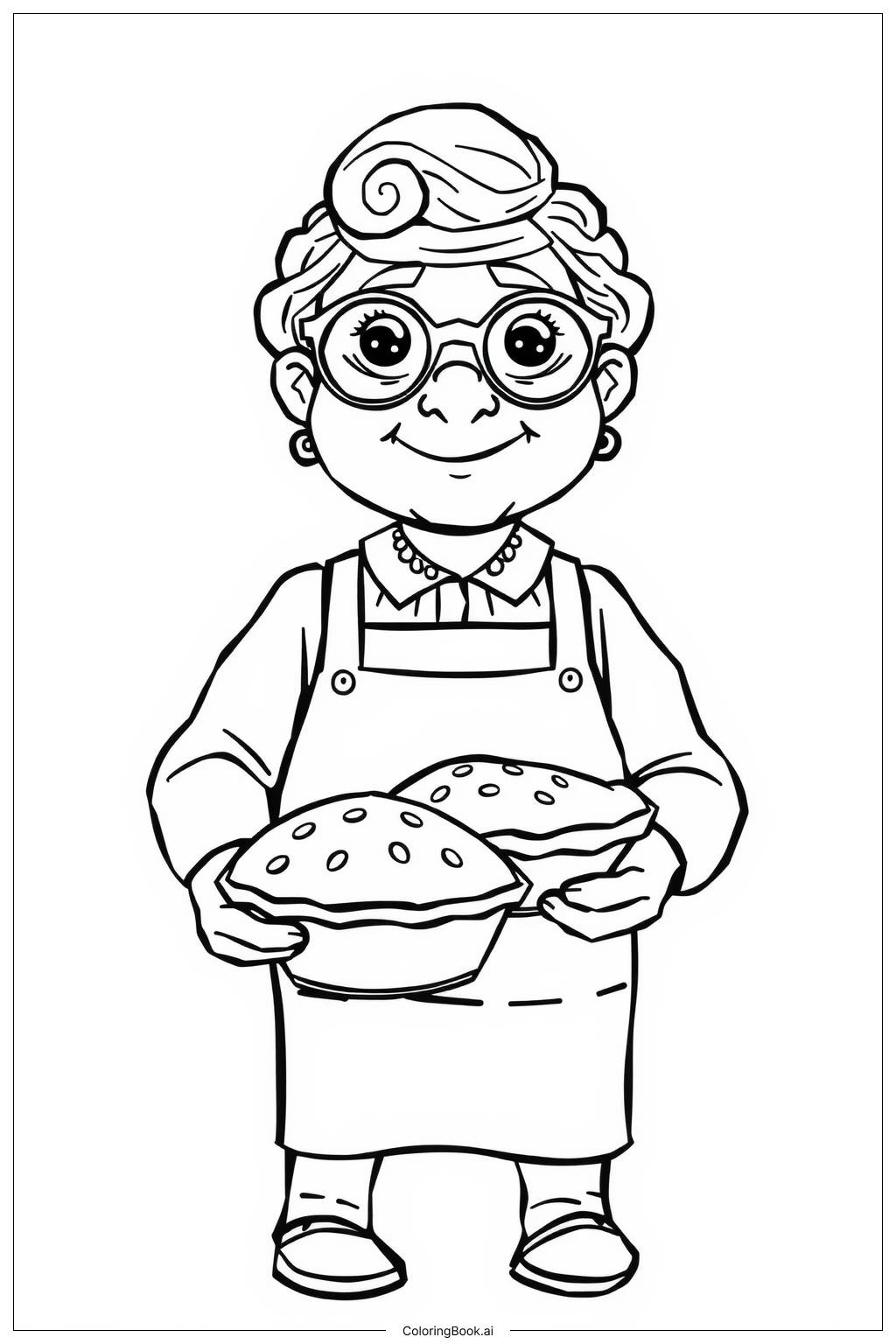  Granny Baking an Apple Pie Coloring Page 