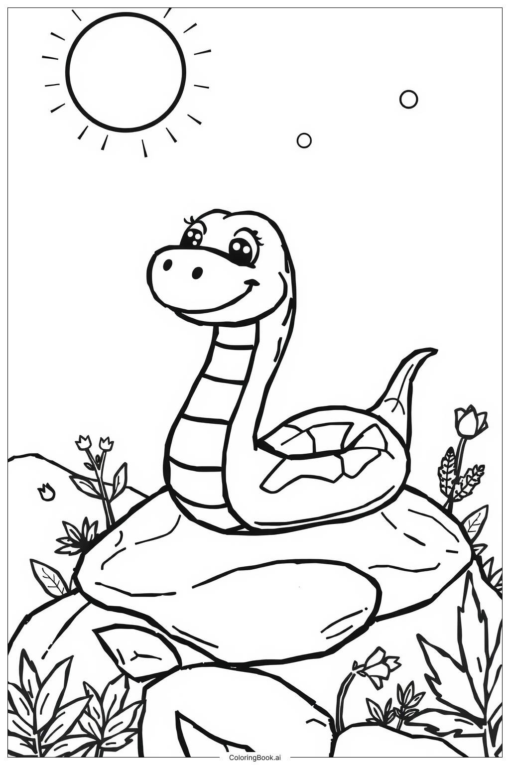  Page de coloriage Rocher de serpent au soleil 