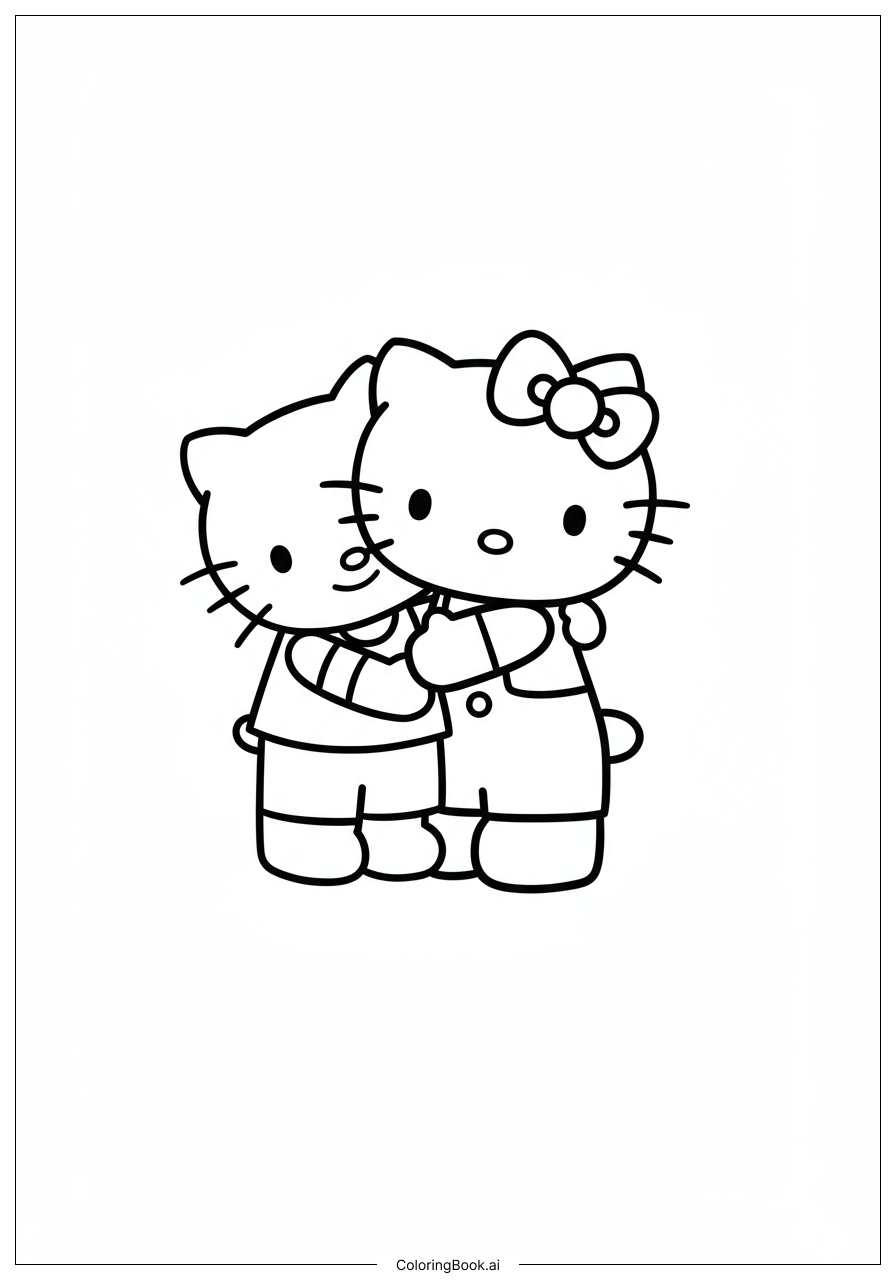  Hello Kitty Hugging Dear Daniel Coloring Page 