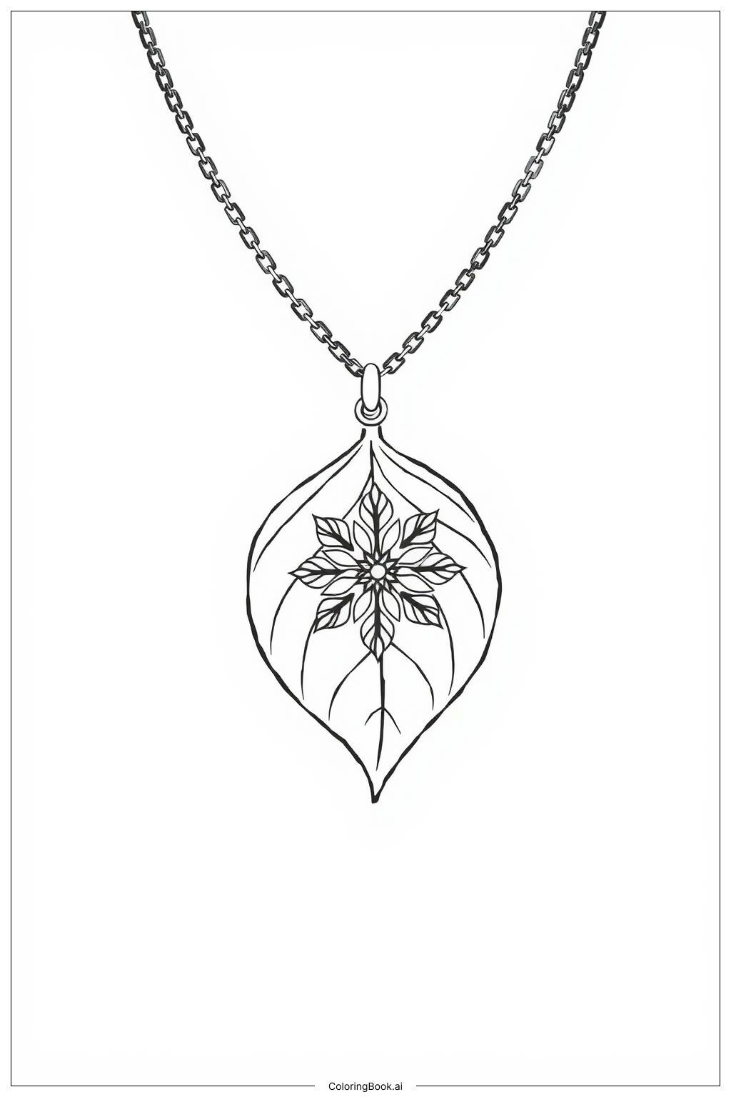  Leaf Shaped Pendant on a Necklace Coloring Page 