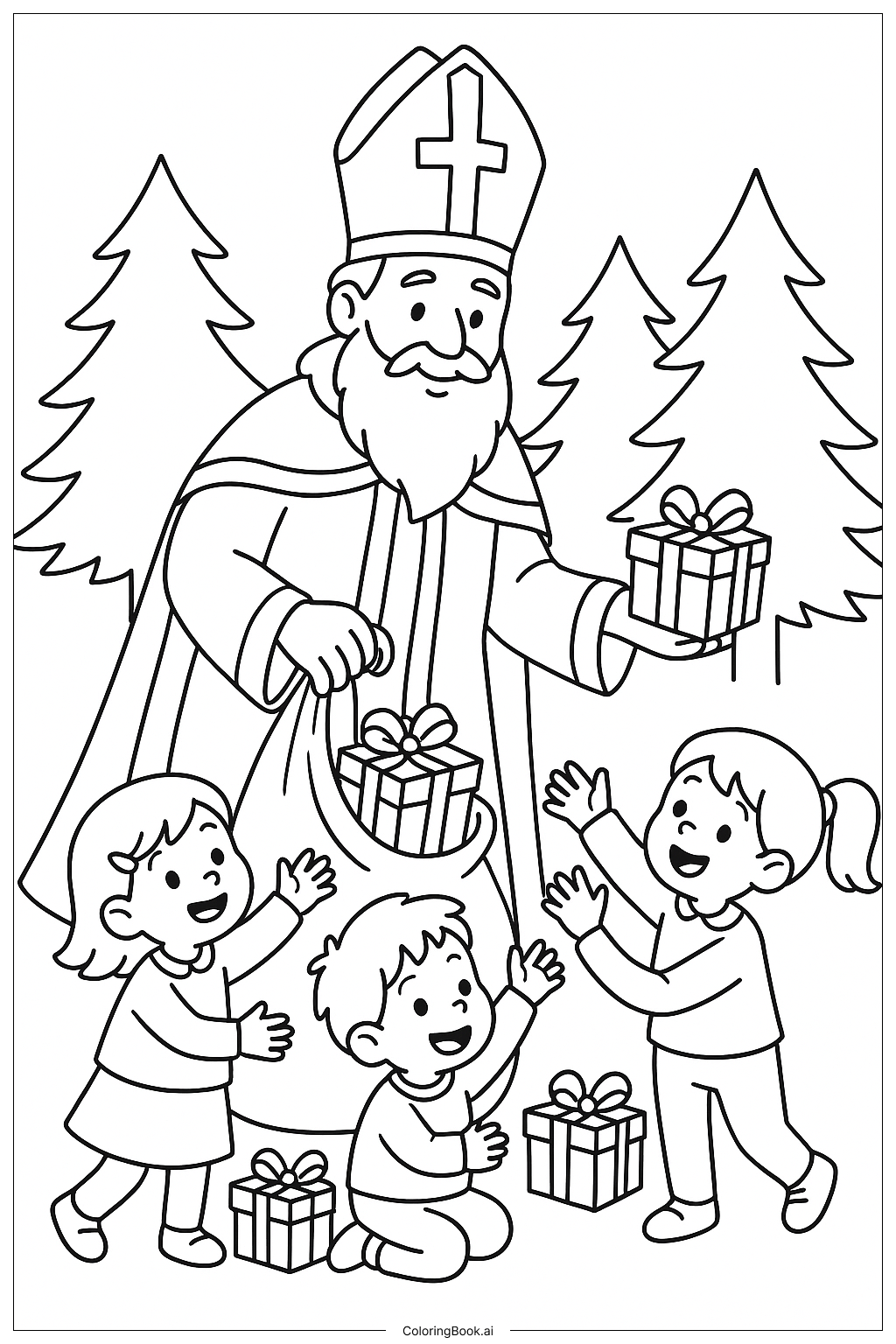 산 니콜라스 선물 주기 색칠공부 페이지