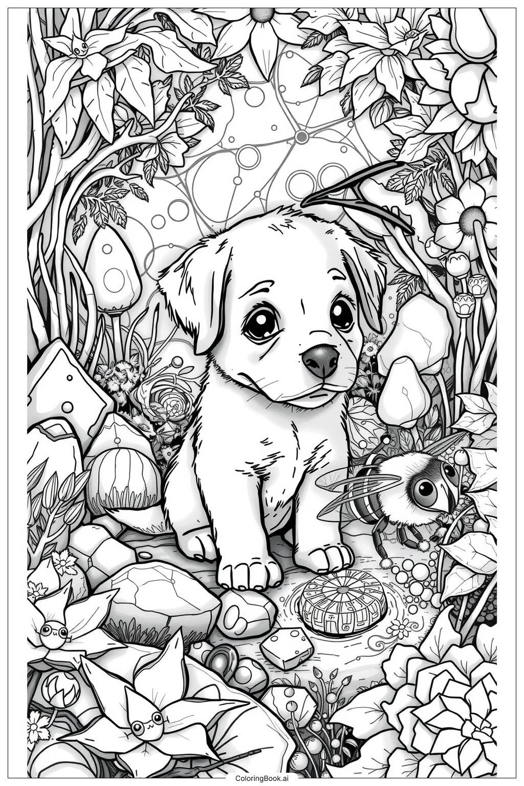  Bee and Puppycat in a Fantasy World Coloring Page 