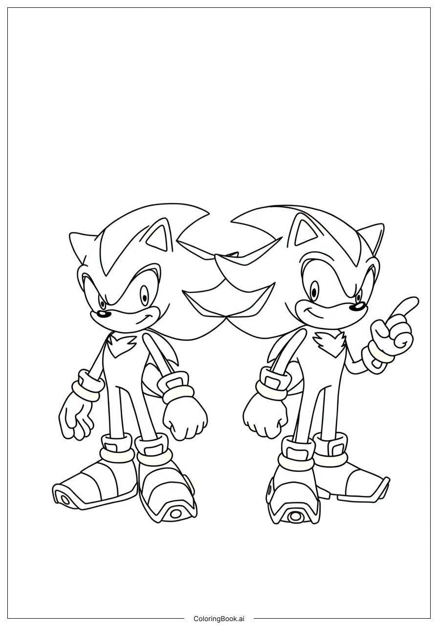  Page de coloriage Sonic Vs Shadow Dans la Bataille Finale 