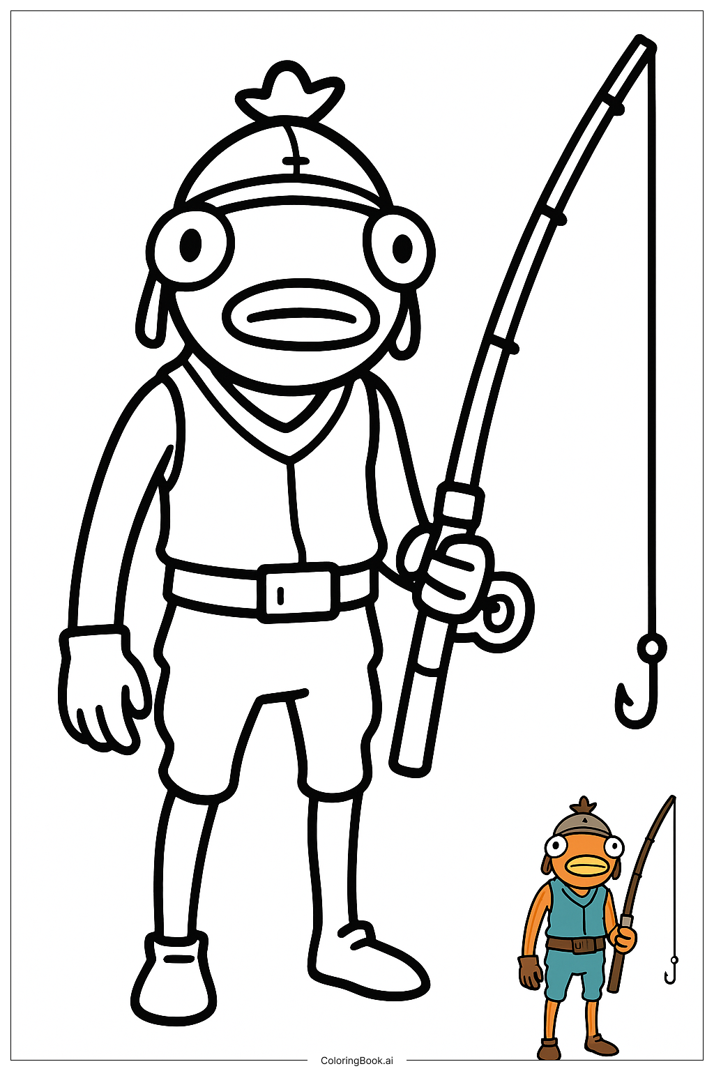  Fortnite Fishstick Holding A Fishing Rod Coloring Page 