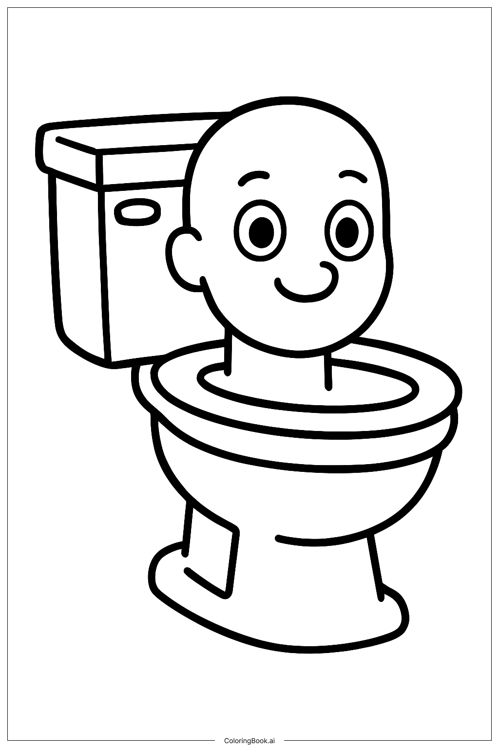  Page de coloriage Un mignon petit Skibidi Toilette 