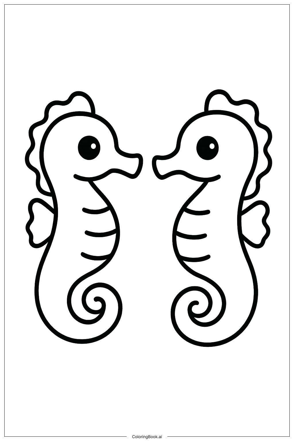 Página para colorear de Dos Amigos Caballitos de Mar