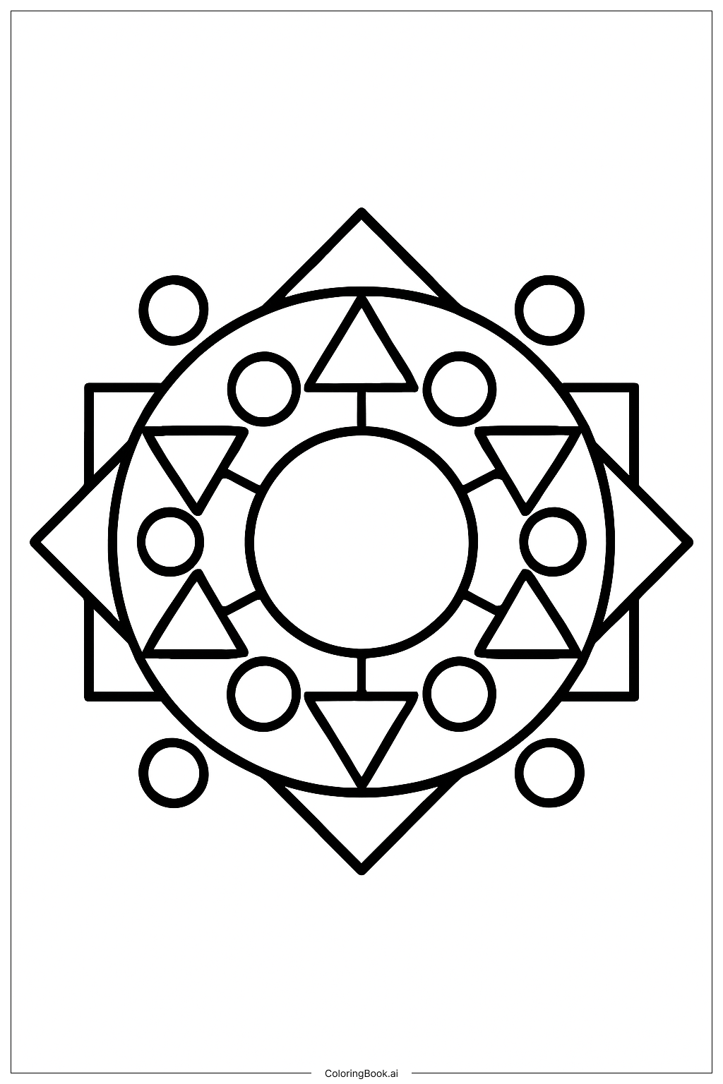 Geometric Mandala with Symmetrical Shapes
