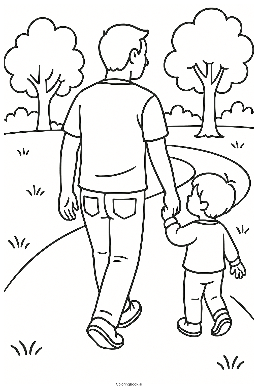 Following In Dads Footsteps On Fathers Day Coloring Page