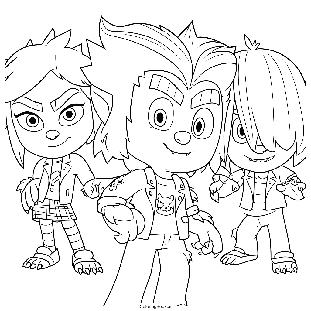 Página para colorir de Wolfy Kids